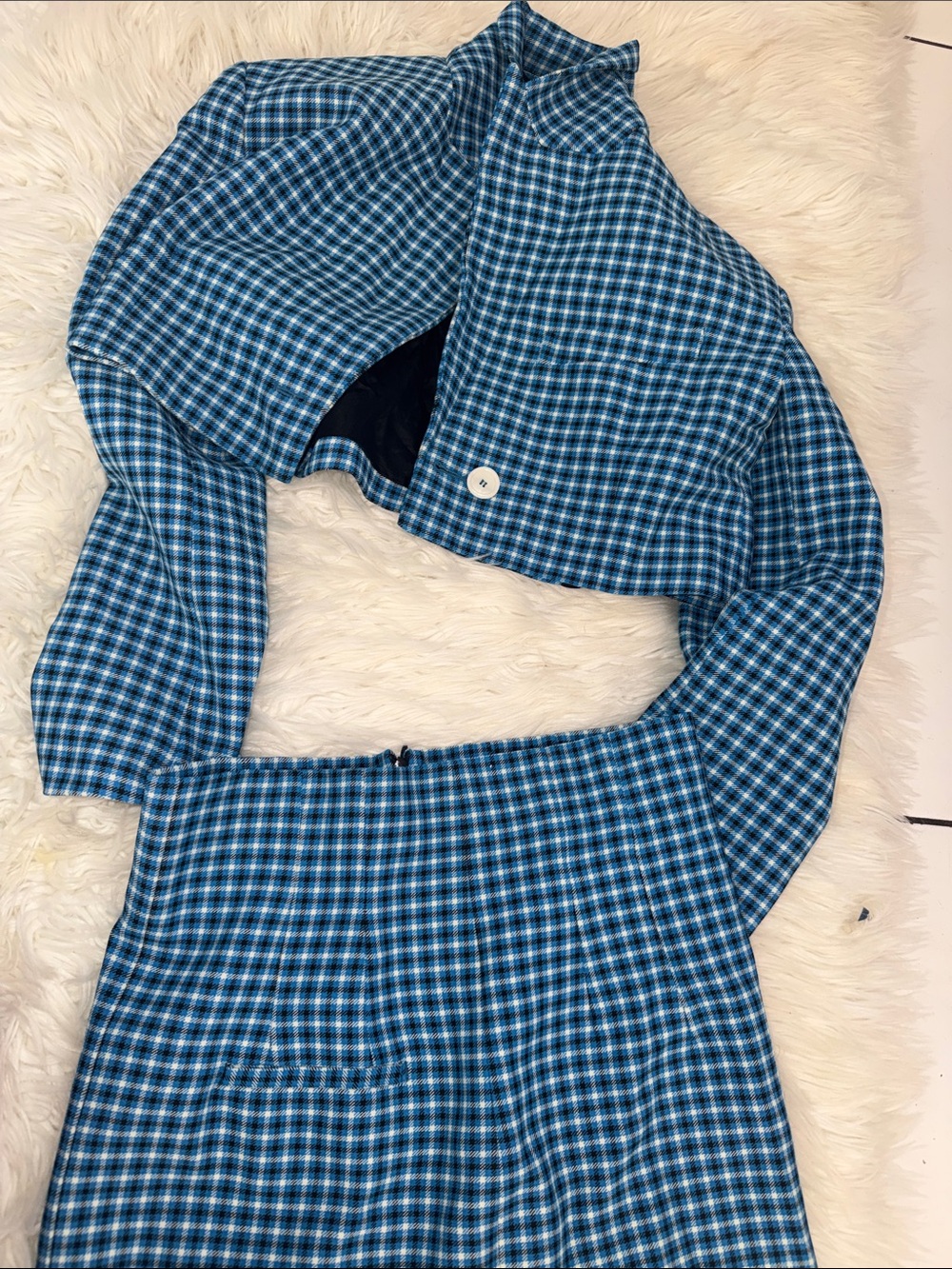 Zara Blue and White Plaid Skirt Set